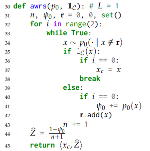 AWRS algorithm pseudocode